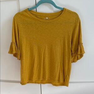 Velvet by Graham & Spencer Yellow Ruffled Crop Tee